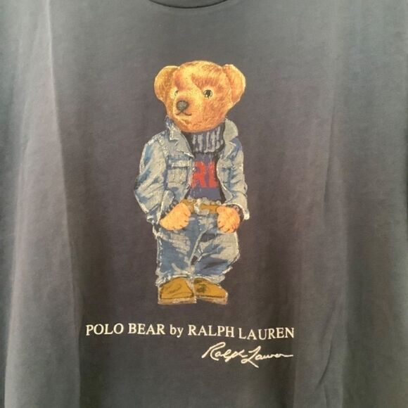 NWT Polo RALPH LAUREN BEAR DENIM BLUE T-SHIRT SHORT SLEEVES SIZE US XXL … - Picture 9 of 13